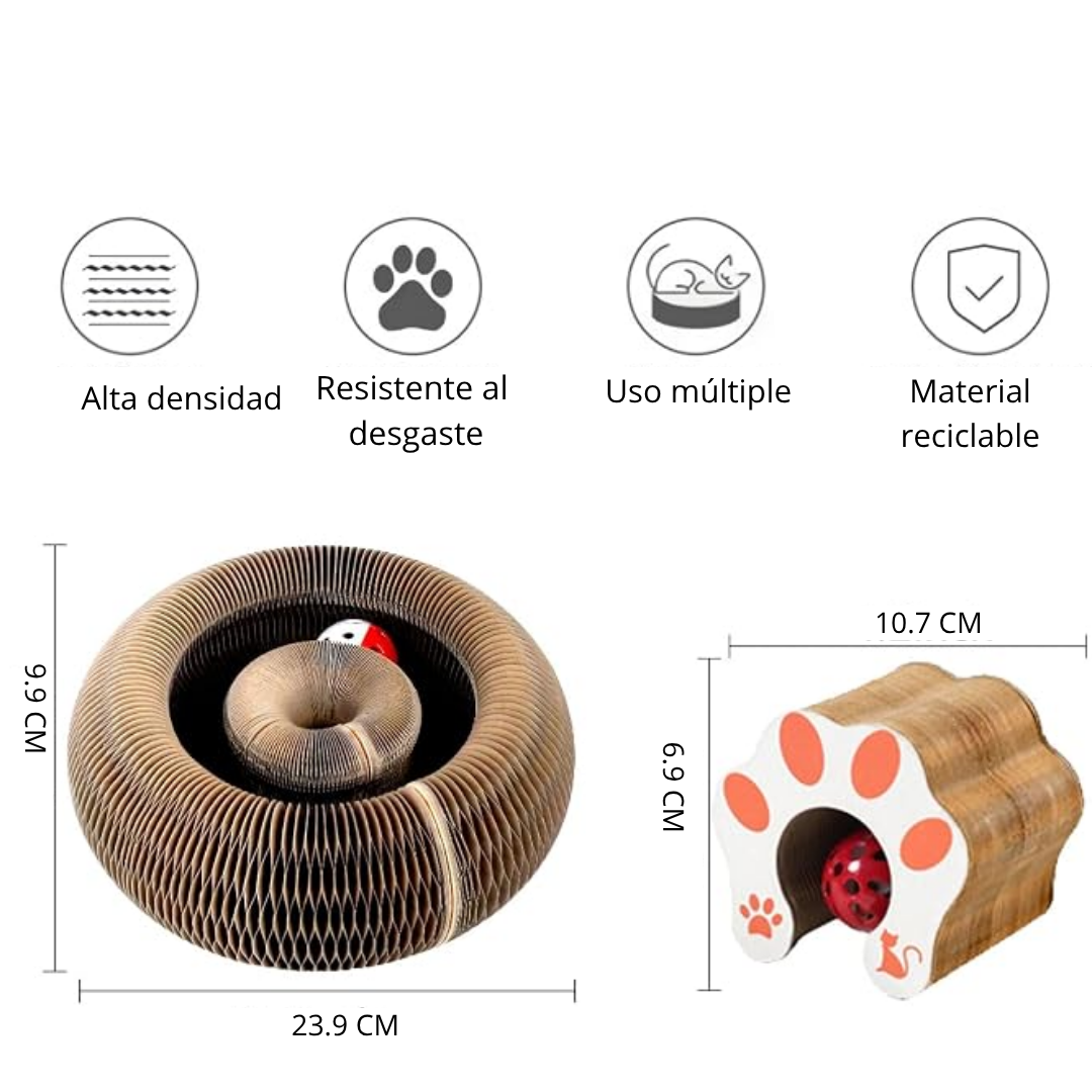 Cama Rascadora de Cartón Corrugado Multinivel, Forma Acordeón Expandible, Juguete Interactivo Duradero para Gatitos y Gatos Adultos