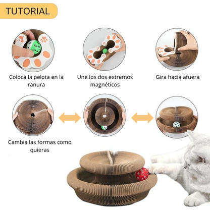 Cama Rascadora de Cartón Corrugado Multinivel, Forma Acordeón Expandible, Juguete Interactivo Duradero para Gatitos y Gatos Adultos