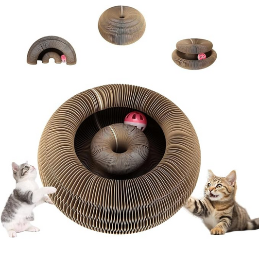 Cama Rascadora de Cartón Corrugado Multinivel, Forma Acordeón Expandible, Juguete Interactivo Duradero para Gatitos y Gatos Adultos